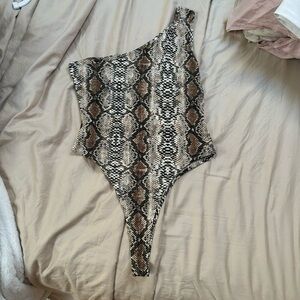 Snake skin one shoulder body suit